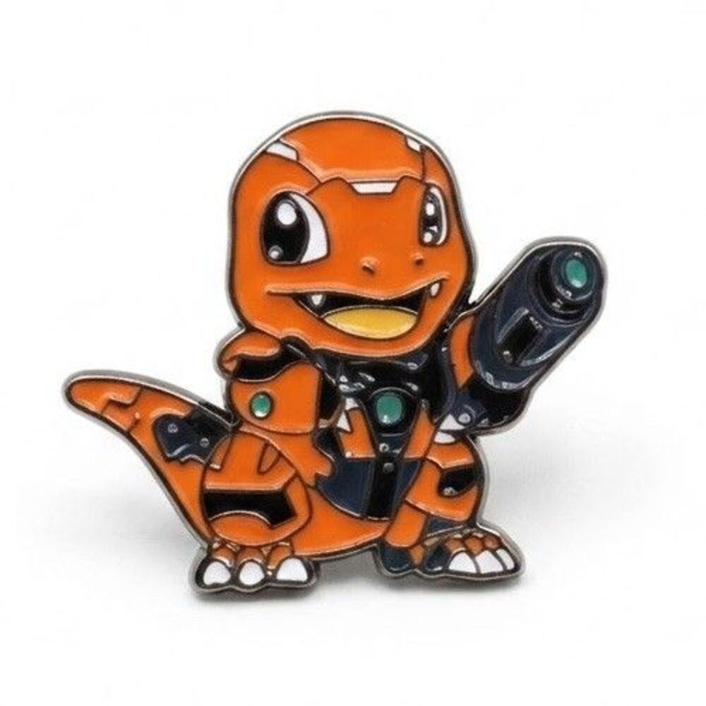 Mecha Charmander Enamel Pin Sci-Fi Cyberpunk Robot Armor Pokémon Fan Badge Gift